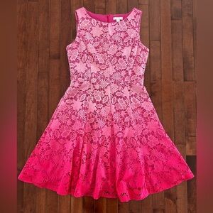 New York & Company Sleeveless Pink Ombré Lace Dress Size 6